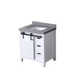 Marsyas 30 in. Freestanding Bathroom Vanity with White Quartz top, White Square Sink