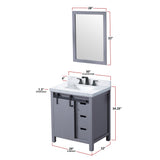 Marsyas 30 in. Freestanding Bathroom Vanity with White Quartz top, White Square Sink