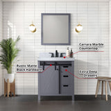 Marsyas 30 in. Freestanding Bathroom Vanity with White Quartz top, White Square Sink