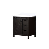 Marsyas 30 in. Freestanding Bathroom Vanity with White Quartz top, White Square Sink