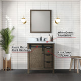 Marsyas 30 in. Freestanding Bathroom Vanity with White Quartz top, White Square Sink