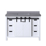 Marsyas 48 in. Freestanding Bathroom Vanity with White Quartz top, White Square Sink
