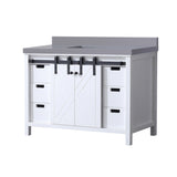 Marsyas 48 in. Freestanding Bathroom Vanity with White Quartz top, White Square Sink