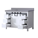 Marsyas 48 in. Freestanding Bathroom Vanity with White Quartz top, White Square Sink