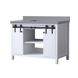 Marsyas 48 in. Freestanding Bathroom Vanity with White Quartz top, White Square Sink