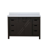 Marsyas 48 in. Freestanding Bathroom Vanity with White Quartz top, White Square Sink