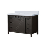 Marsyas 48 in. Freestanding Bathroom Vanity with White Quartz top, White Square Sink
