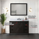 Marsyas 48 in. Freestanding Bathroom Vanity with White Quartz top, White Square Sink