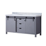 Marsyas 60 in. Freestanding Bathroom Vanity with White Quartz top, White Square Sink