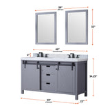 Marsyas 60 in. Freestanding Bathroom Vanity with White Quartz top, White Square Sink