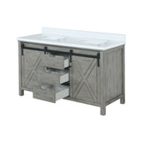 Marsyas 60 in. Freestanding Bathroom Vanity with White Quartz top, White Square Sink