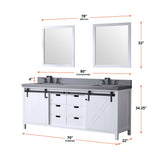 Marsyas 80 in. Freestanding Bathroom Vanity with White Quartz top, White Square Sink