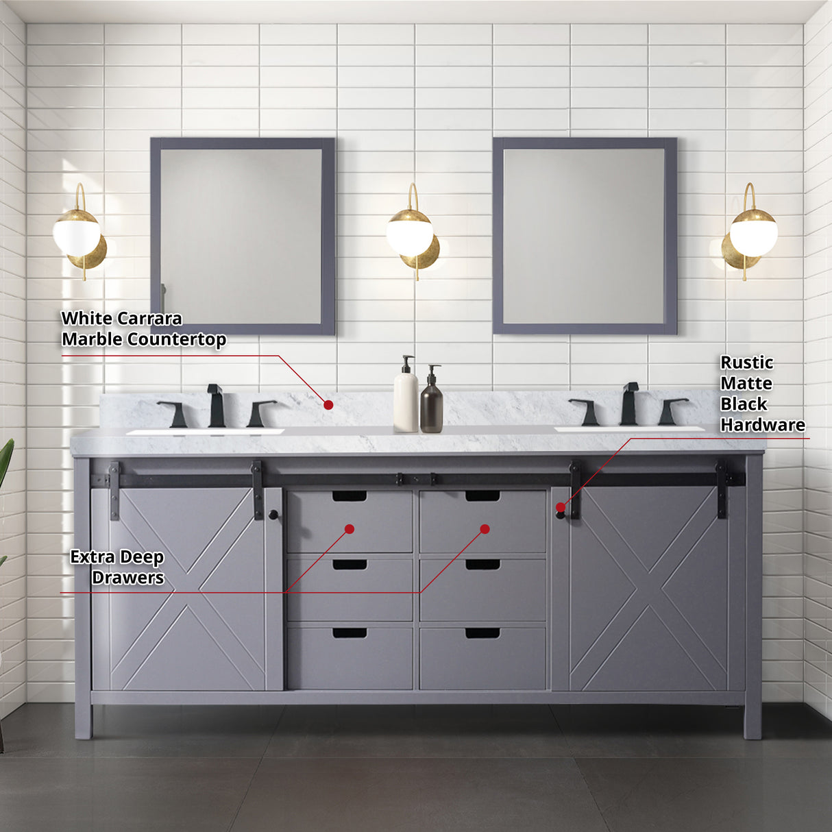 Marsyas 80 in. Freestanding Bathroom Vanity with White Quartz top, White Square Sink