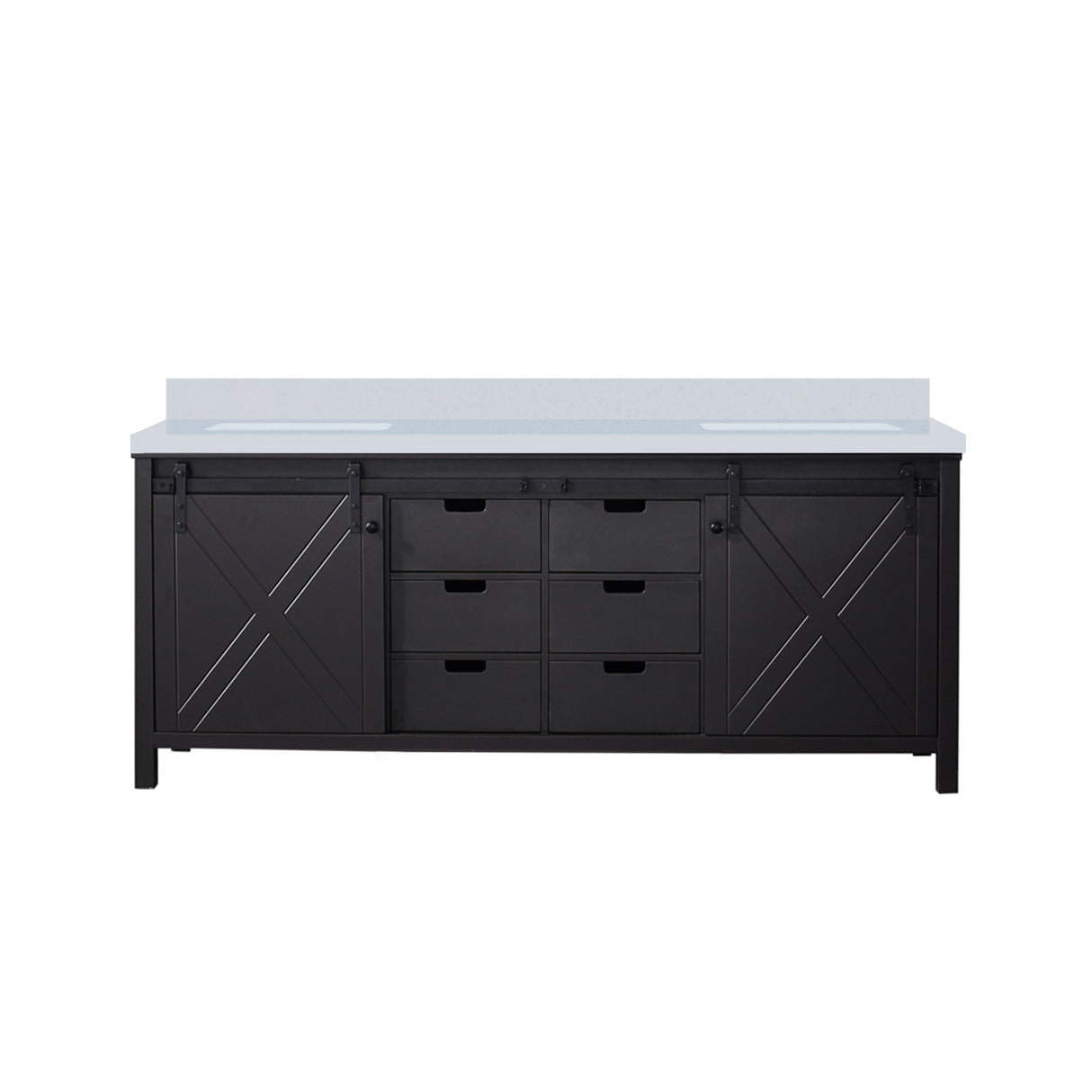 Marsyas 80 in. Freestanding Bathroom Vanity with White Quartz top, White Square Sink