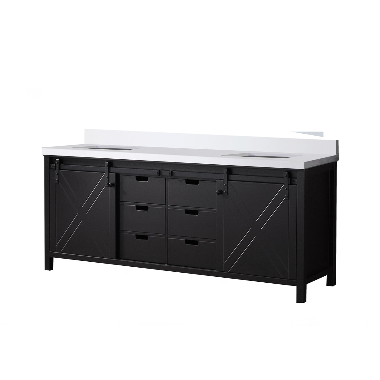 Marsyas 80 in. Freestanding Bathroom Vanity with White Quartz top, White Square Sink