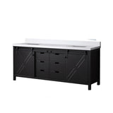 Marsyas 80 in. Freestanding Bathroom Vanity with White Quartz top, White Square Sink