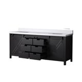 Marsyas 80 in. Freestanding Bathroom Vanity with White Quartz top, White Square Sink