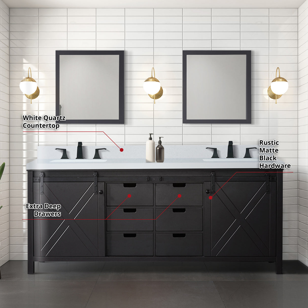 Marsyas 80 in. Freestanding Bathroom Vanity with White Quartz top, White Square Sink