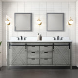 Marsyas 80 in. Freestanding Bathroom Vanity with White Quartz top, White Square Sink