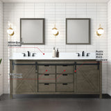 Marsyas 80 in. Freestanding Bathroom Vanity with White Quartz top, White Square Sink