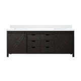 Marsyas 84 in. Freestanding Bathroom Vanity with White Quartz top, White Square Sink