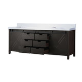 Marsyas 84 in. Freestanding Bathroom Vanity with White Quartz top, White Square Sink