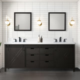 Marsyas 84 in. Freestanding Bathroom Vanity with White Quartz top, White Square Sink