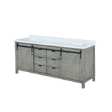 Marsyas 84 in. Freestanding Bathroom Vanity with White Quartz top, White Square Sink