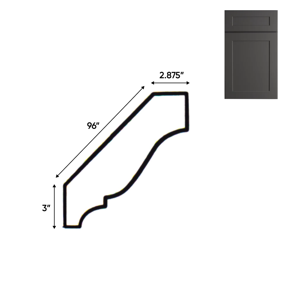 Liberty Shaker Grey - 3 Inch Crown Moldings Accessories - 2.875" Width x 3" Height x 96" Depth