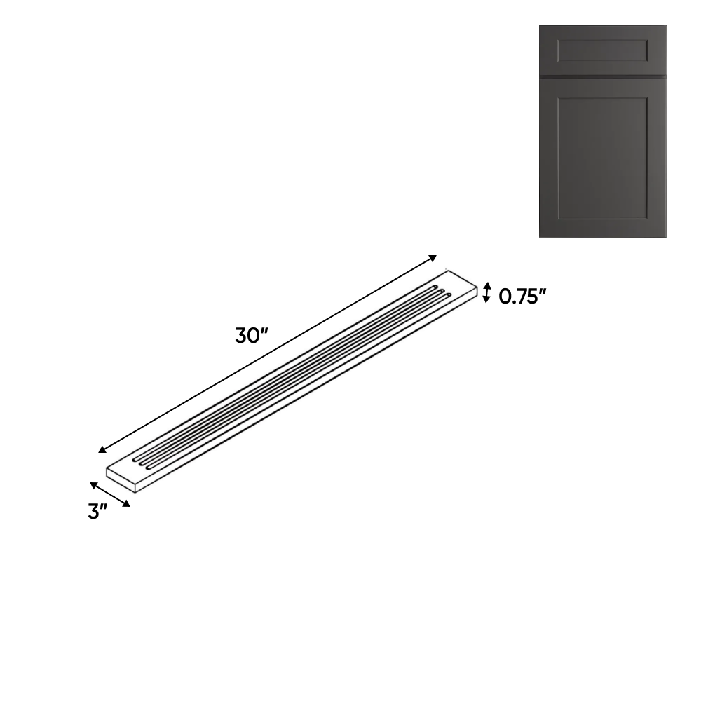 Liberty Shaker Grey - 3 Inch Flutted Wall Fillers Accessories - 3" Width x 30" Height x .75" Depth