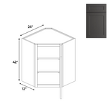 Liberty Shaker Grey - 24 Inch Diagonal Corner Wall Cabinet - 24" Width x 42" Height x 12" Depth