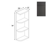 Liberty Shaker Grey - 36 Inch Wall Open Shelf Wall Cabinet - 06" Width x 36" Height x 12" Depth