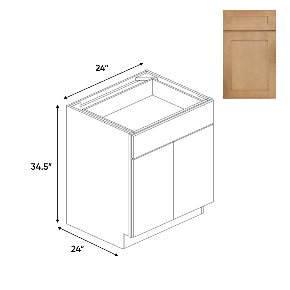Liberty Shaker Karamel - 24 Inch Full Height Double Door Base Cabinet - 24" Width x 34.5" Height x 24" Depth