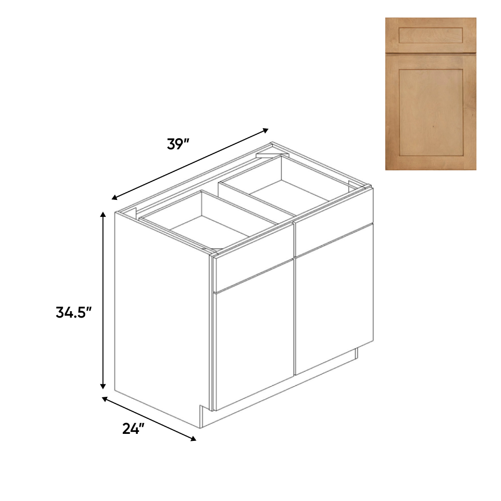 Liberty Shaker Karamel - 39 Inch Double Door Base Cabinet - 39" Width x 34.5" Height x 24" Depth