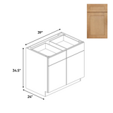 Liberty Shaker Karamel - 39 Inch Double Door Base Cabinet - 39" Width x 34.5" Height x 24" Depth