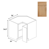 Liberty Shaker Karamel - 36 Inch Square Corner Base Cabinet - 36" Width x 34.5" Height x 24" Depth