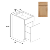 Liberty Shaker Karamel - 18 Inch Waste Basket Base Cabinet - 18" Width x 34.5" Height x 24" Depth