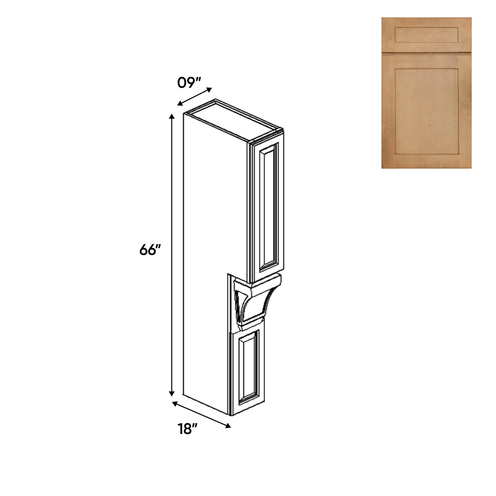 Liberty Shaker Karamel - 9 Inch Hood Spice Racks Accessories - 09" Width x 66" Height x 18" Depth