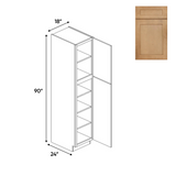 Liberty Shaker Karamel - 18 Inch Single Door Pantry Tall Cabinet - 18" Width x 90" Height x 24" Depth