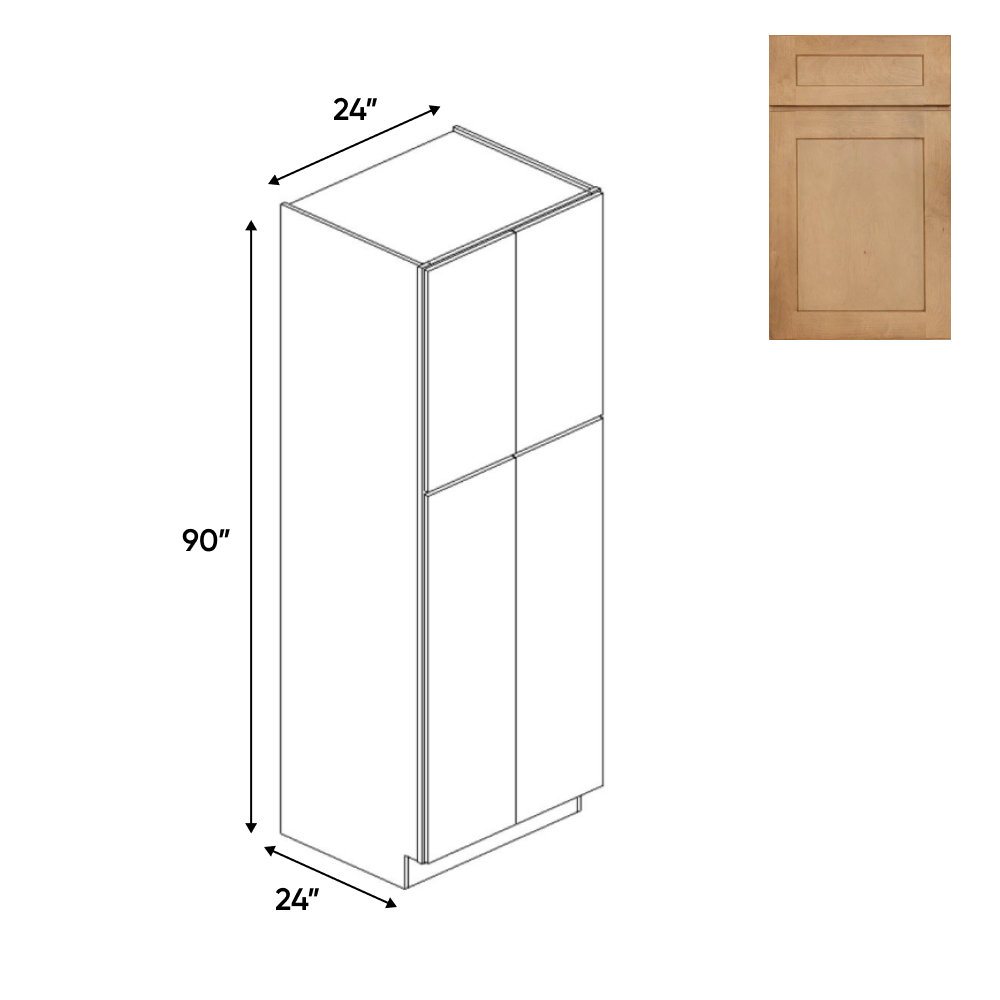 Liberty Shaker Karamel - 24 Inch Double Door Pantry Tall Cabinet - 24" Width x 90" Height x 24" Depth