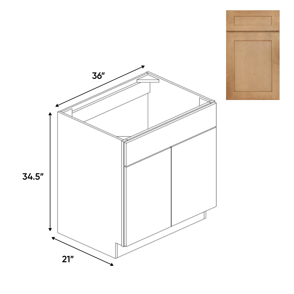 Liberty Shaker Karamel - 36 Inch Vanity Sink Base Cabinet - 36" Width x 34.5" Height x 21" Depth
