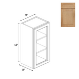 Liberty Shaker Karamel - 15 Inch Single Glass Door Wall Cabinet - 15" Width x 42" Height x 12" Depth