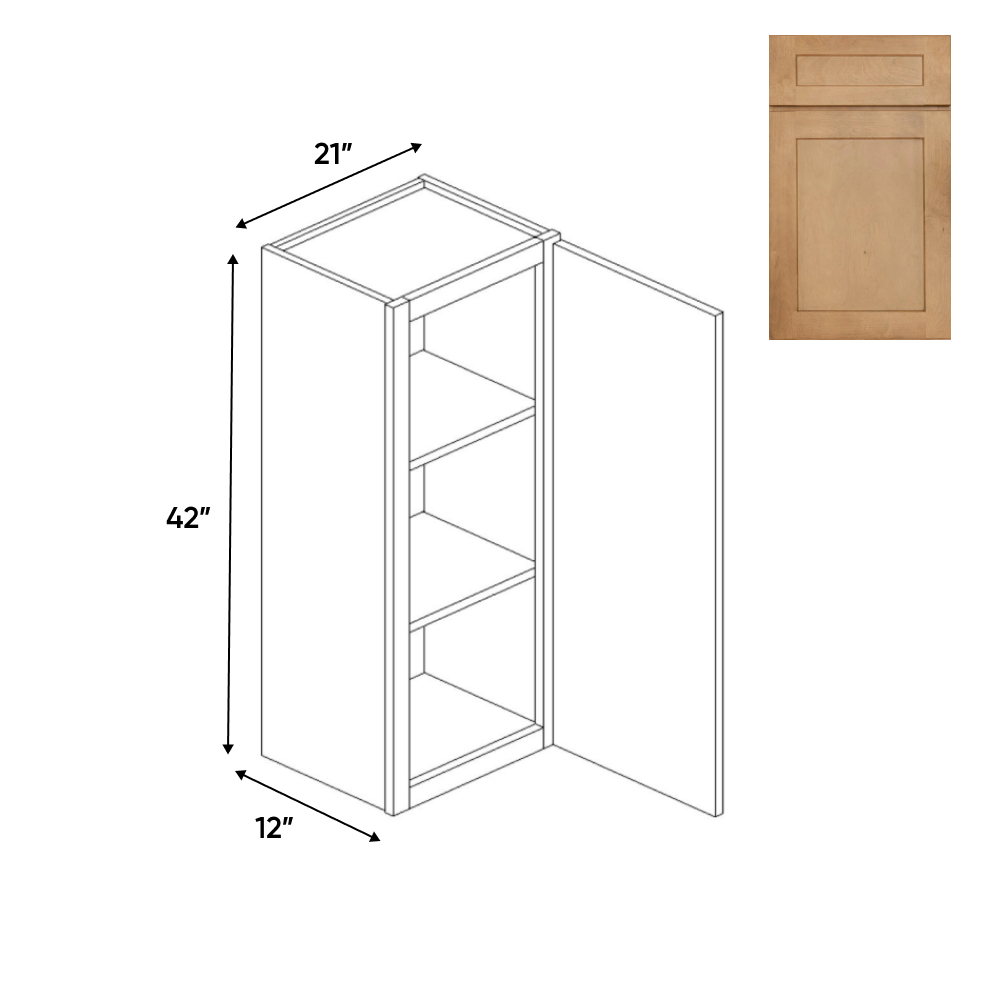 Liberty Shaker Karamel - 21 Inch Height Single Door Wall Cabinet - 21" Width x 42" Height x 12" Depth