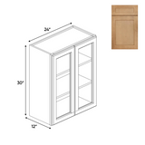 Liberty Shaker Karamel - 24 Inch Double Glass Door Wall Cabinet - 24" Width x 30" Height x 12" Depth