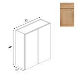 Liberty Shaker Karamel - 30 Inch Height Double Door Wall Cabinet - 30" Width x 42" Height x 12" Depth