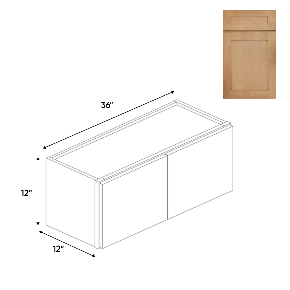 Liberty Shaker Karamel - 36 Inch Height Double Door Wall Cabinet - 36" Width x 12" Height x 12" Depth