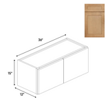 Liberty Shaker Karamel - 36 Inch Height Double Door Wall Cabinet - 36" Width x 15" Height x 12" Depth