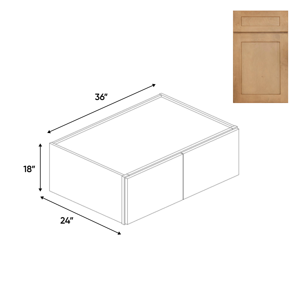 Liberty Shaker Karamel - 36 Inch Deep Double Door Wall Cabinet - 36" Width x 18" Height x 24" Depth