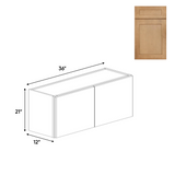 Liberty Shaker Karamel - 36 Inch Height Double Door Wall Cabinet - 36" Width x 21" Height x 12" Depth