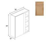 Liberty Shaker Karamel - 36x30 Inch Wall Blind Corner Wall Cabinet - 36" Width x 30" Height x 12" Depth